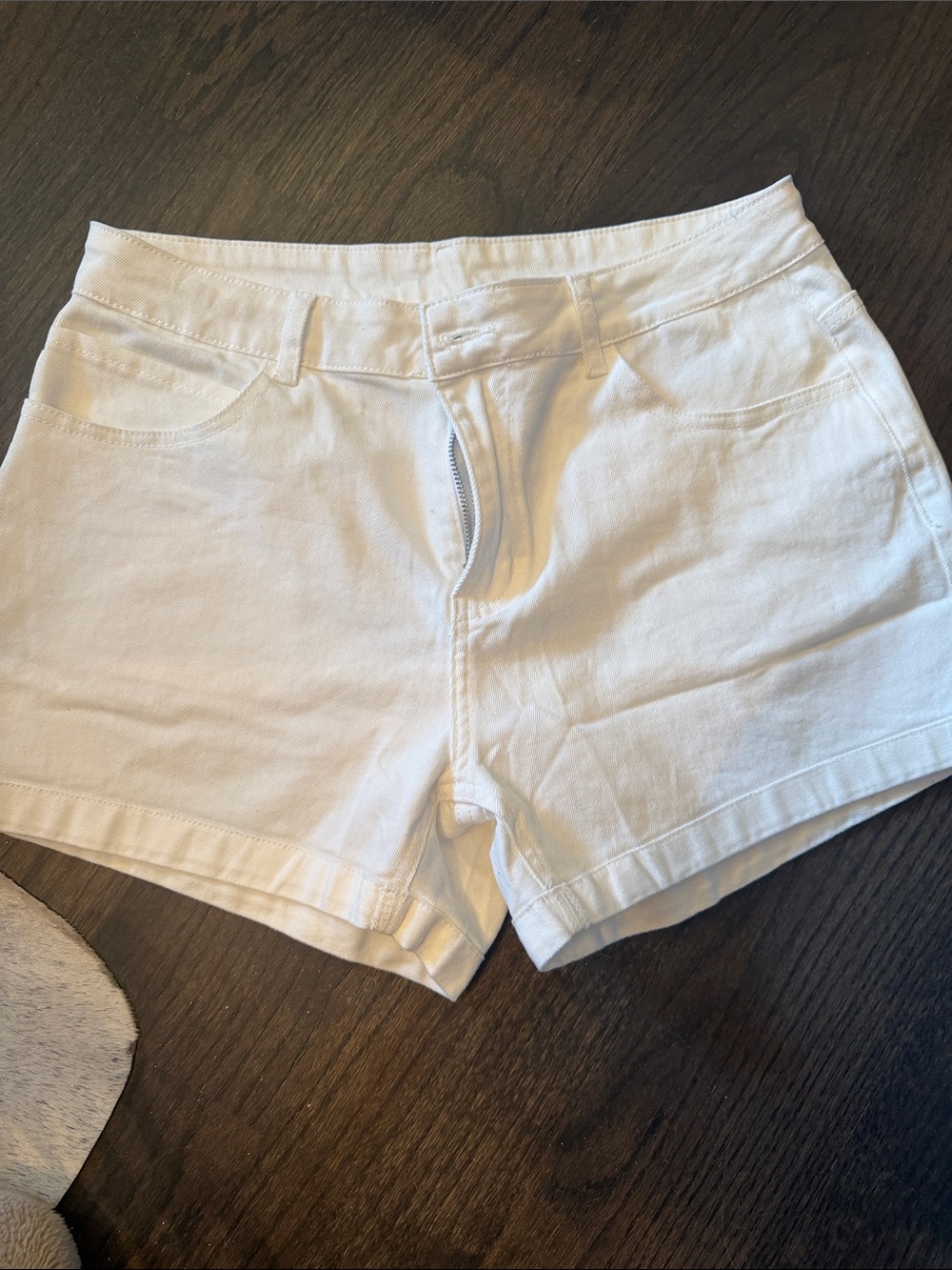 Women's White Cotton Shorts - Classic High-Waist Style